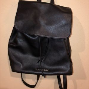 VICTORIA’S SECRET. black leather backpack.